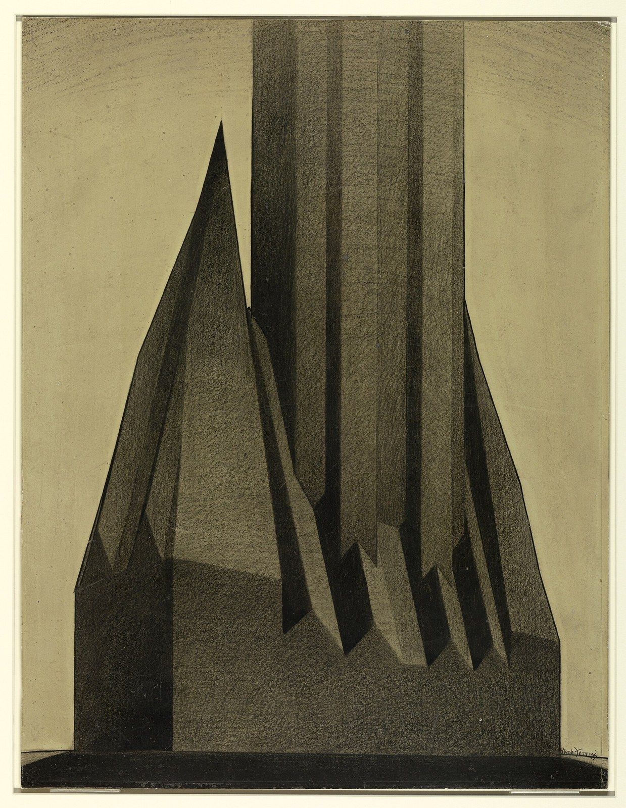 A 1922 charcoal rendering of the largest building mass a zoning law would permit on a block, a Wikimedia Commons photograph in Michael Stern's encyclopedia